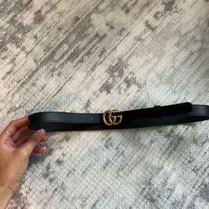 Gucci Leather Thin Belt Double G
